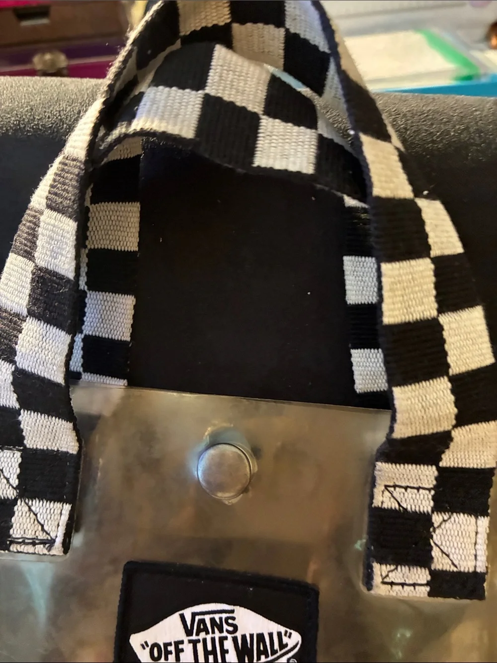 Vans Clear PVC Backpack with Black Checker Trim-Zipper, VN000H4ZCLR